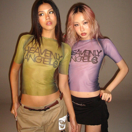 LADIES MESH SLEEVELESS CROP TOP                                  GREEN / PURPLE                                   (SIZE  S - L)