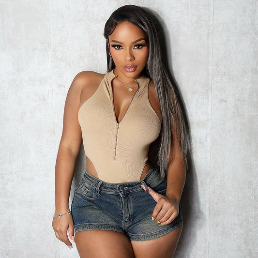 LADIES SLEEVELESS JUMPSUIT / BODYSUIT                             CAMEL                                 (SIZE  S - L)