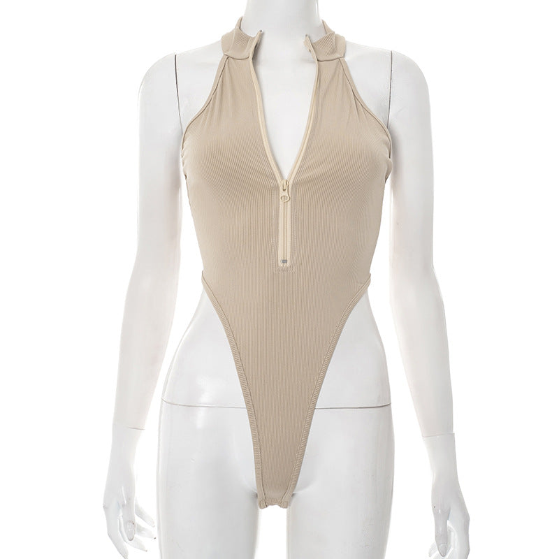 LADIES SLEEVELESS JUMPSUIT / BODYSUIT                             CAMEL                                 (SIZE  S - L)