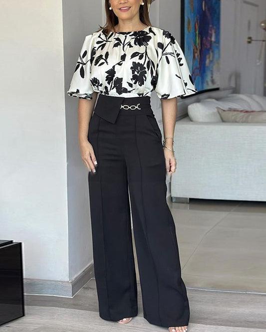 Ladies Women two piece top & pants set                                         Black & white                                        (Size  S - XL)