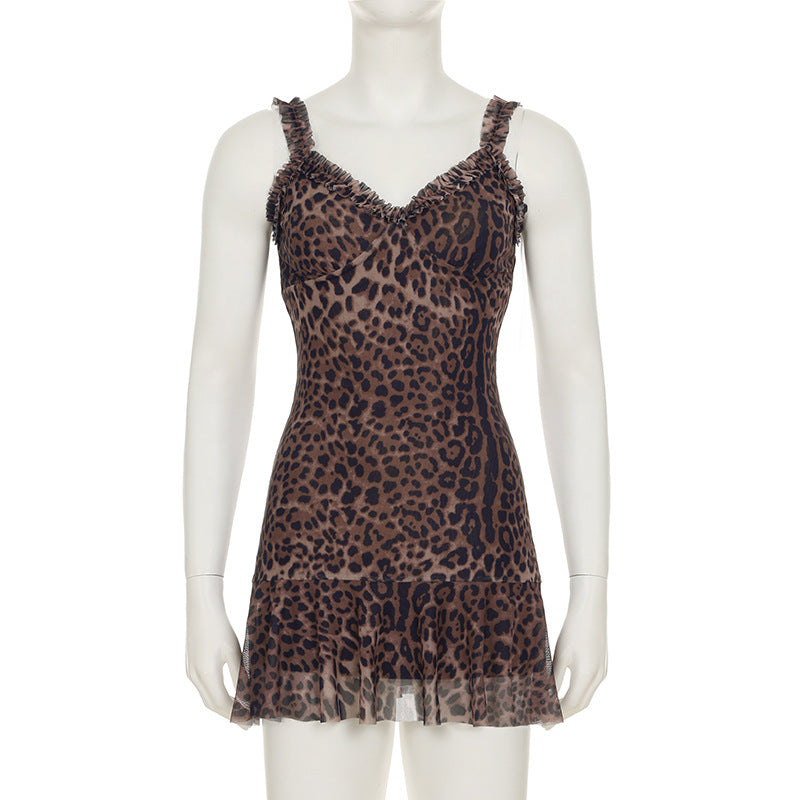 Stylish Women ladies sleeveless leopard print mini dress                                   Leopard print / Animal print                                      (SIZE  S - L)