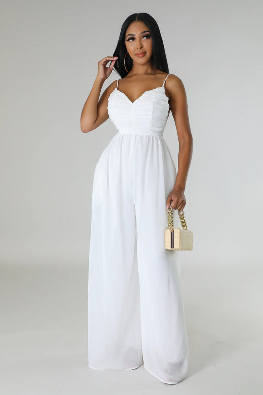 Women stylish fashion long low back loose fit jumpsuit                               White / black / red                                 (Size  S - 2XL)