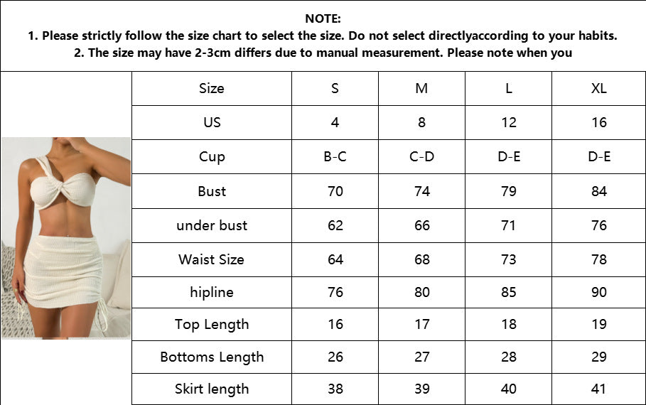 LADIES THREE PIECE BIKINI BEACHWEAR SET                 WHITE             (SIZE  S - XL)