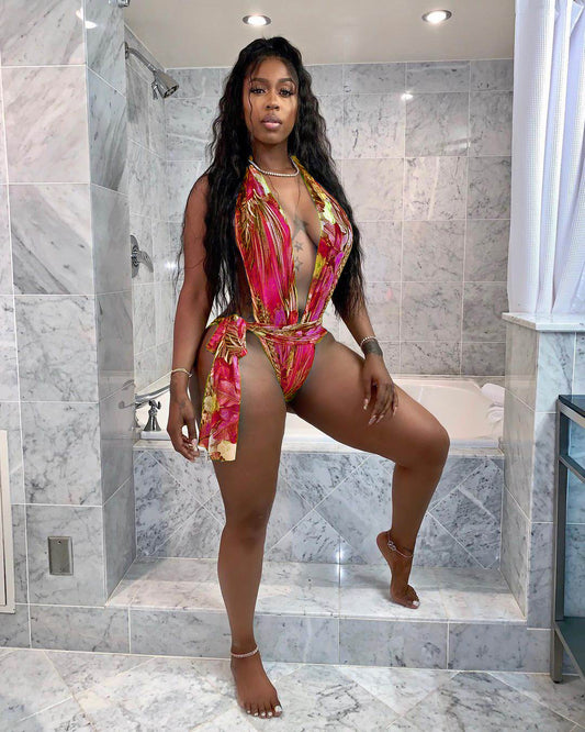 LADIES ONE PIECE SWIMSUIT                  RED / GREEN / BLUE                     (SIZE  S - 2XL)