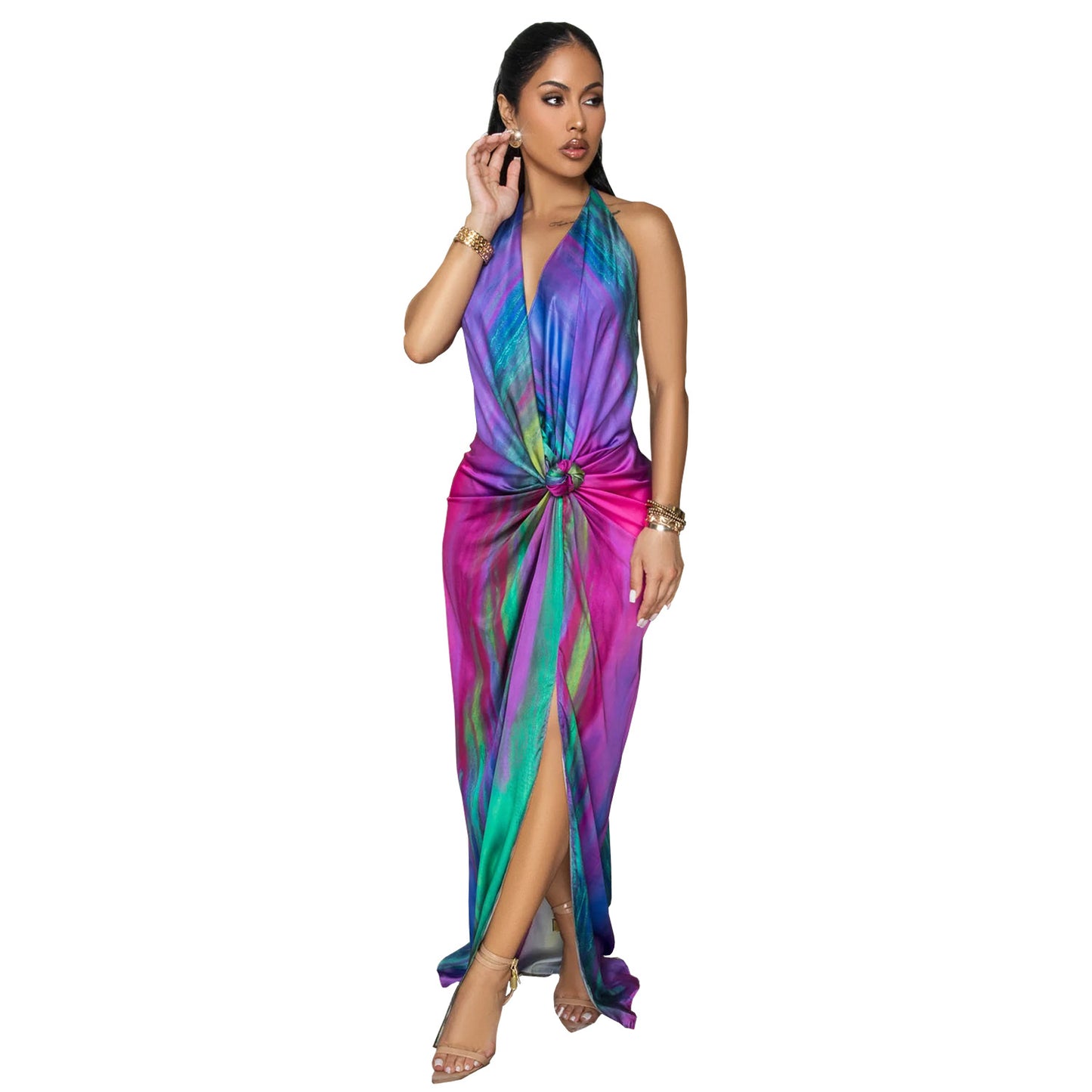 Women elegant multi colour lace up party cocktail dress                                  Multi colour                                   (Size  S - 2XL)