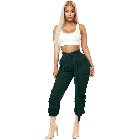 Ladies stylish fashion sexy belted cargo pants                                         7 different colours                                      (Size  S - XL)